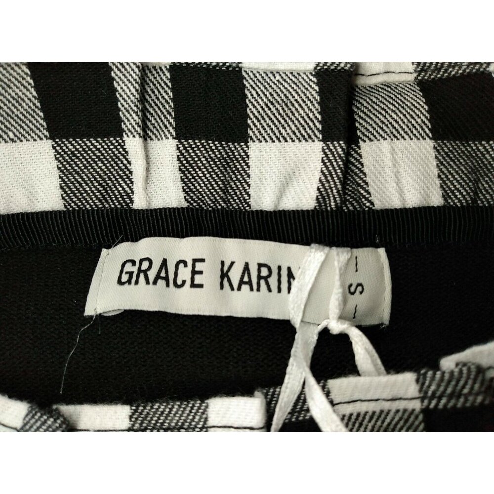 GRACE KARIN Womens S Stretchy Black & White Long Sleeve Pullover Sweater Blouse - Picture 5 of 5